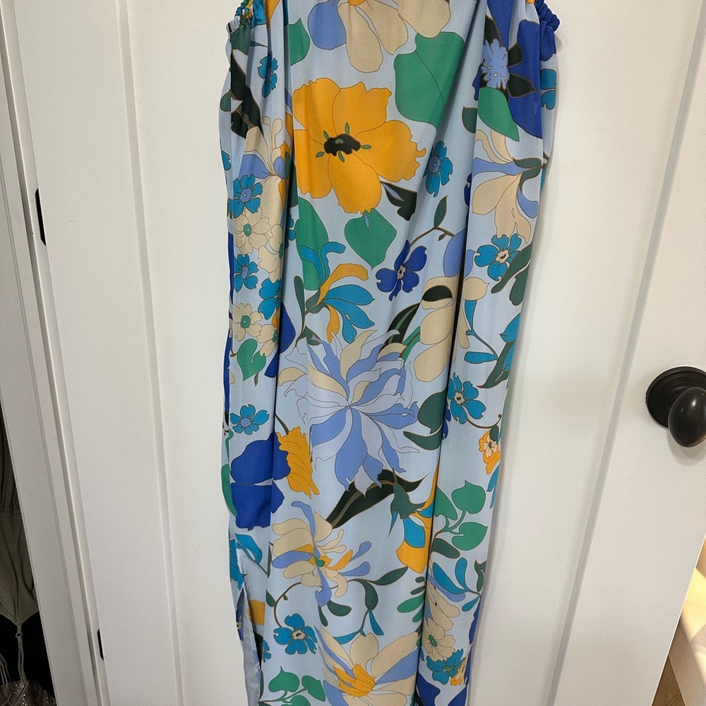 Floral Maxi Dress in Blue and Yellow